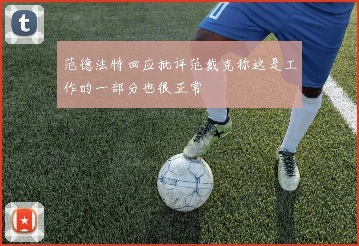 范德法特回应批评范戴克称这是工作的一部分也很正常